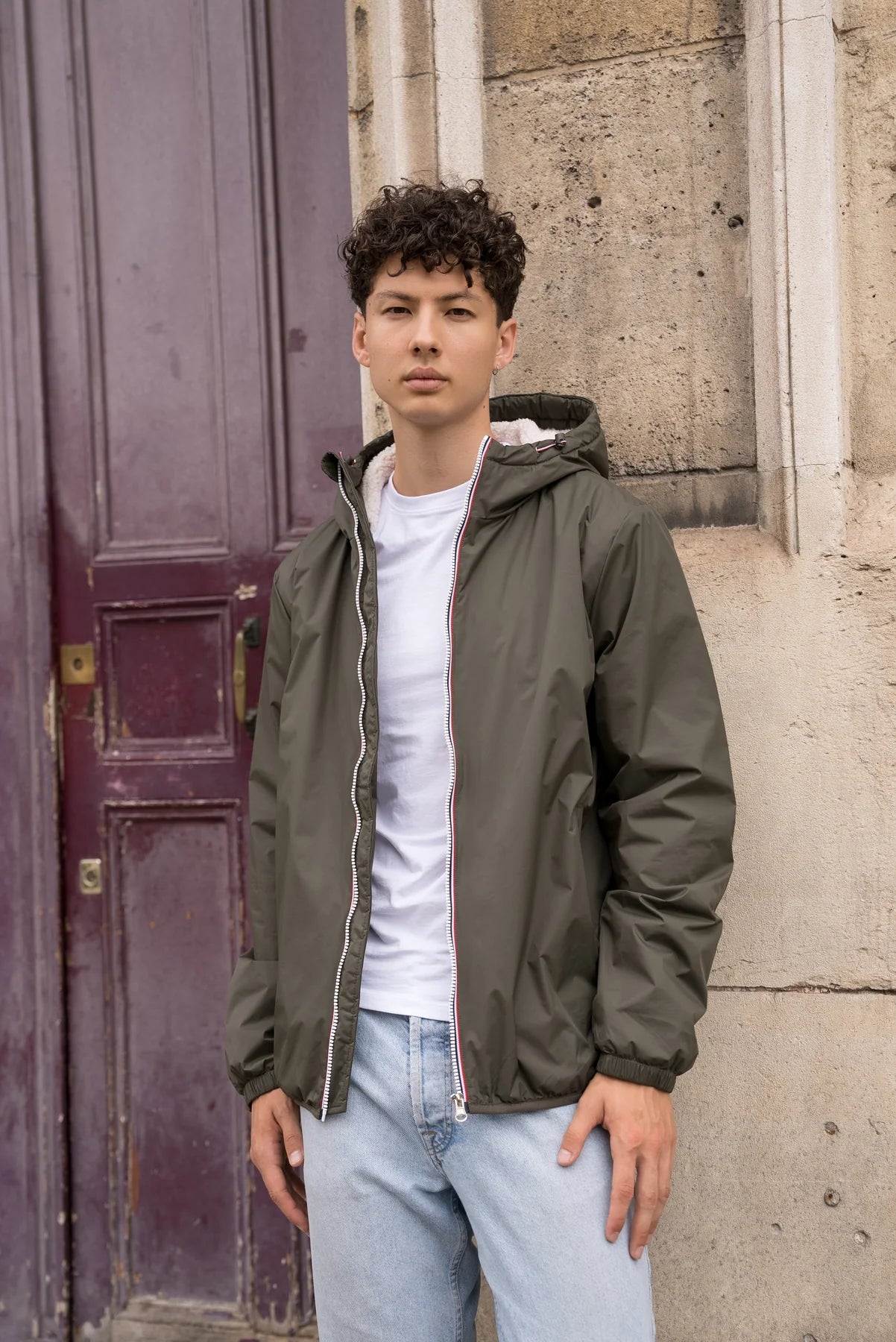 Laura Jo - Imperméable court doublé sherpa - Kaki