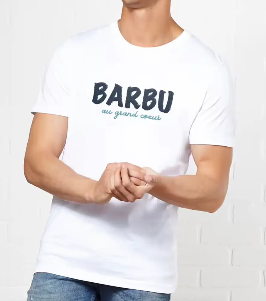 Monsieur T-Shirt - T-shirt "Barbu au grand coeur" - Blanc
