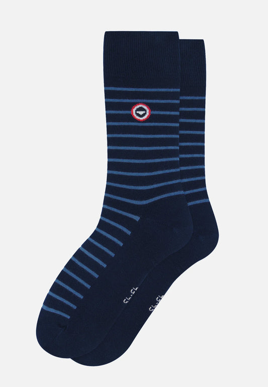 Le Slip Français - Chaussettes mi-hautes Robuste - Bleu marine & gris acier