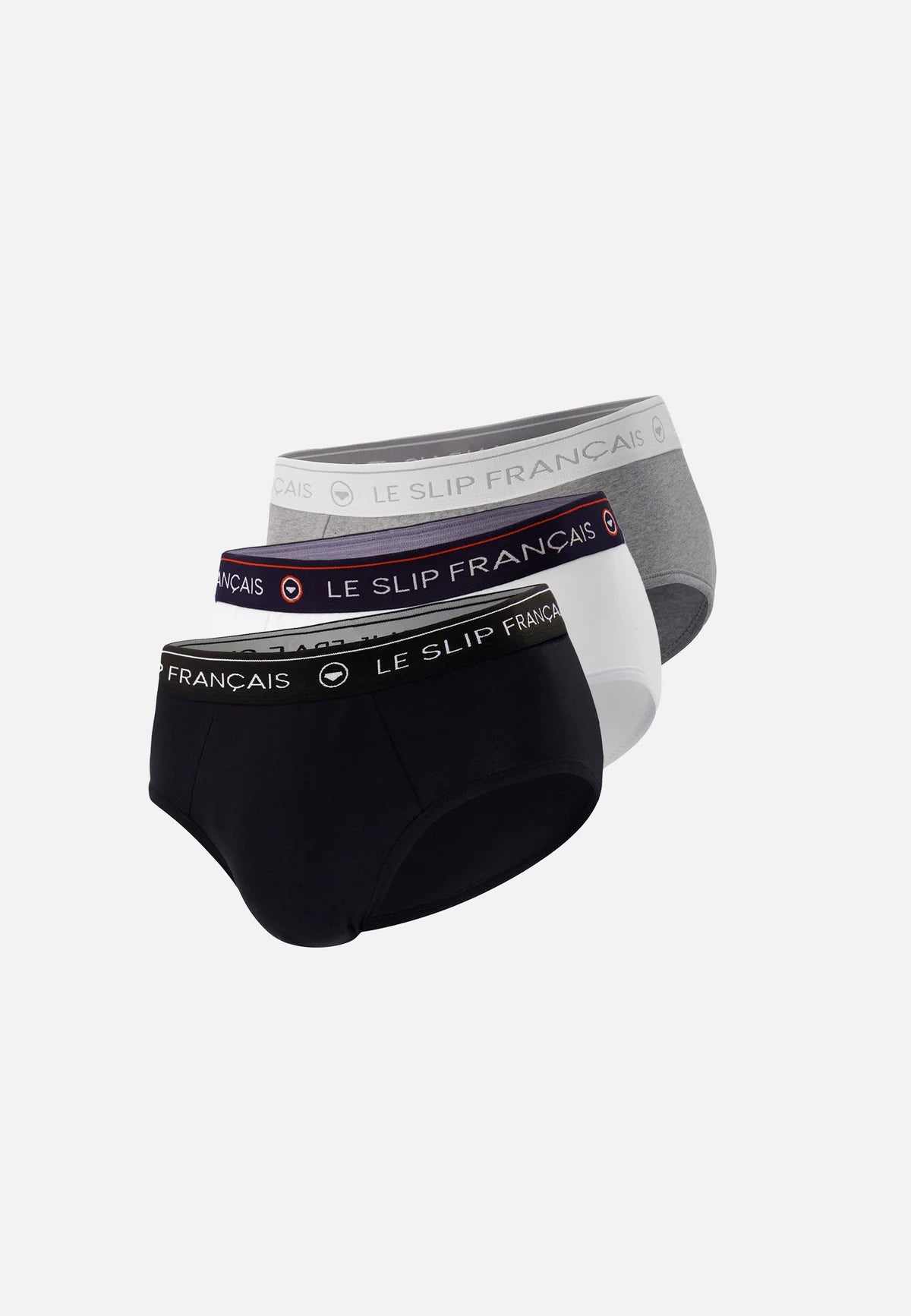 Le Slip Français - Trio de slips Intrépide - Gris noir & blanc