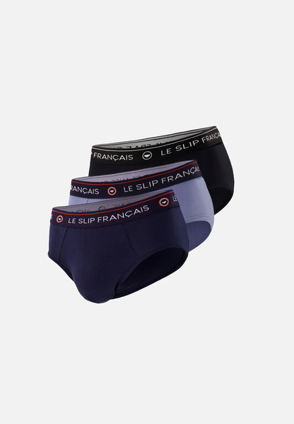 Le Slip Français - Trio de slips Intrépide - Bleu marine bleu jean & noir