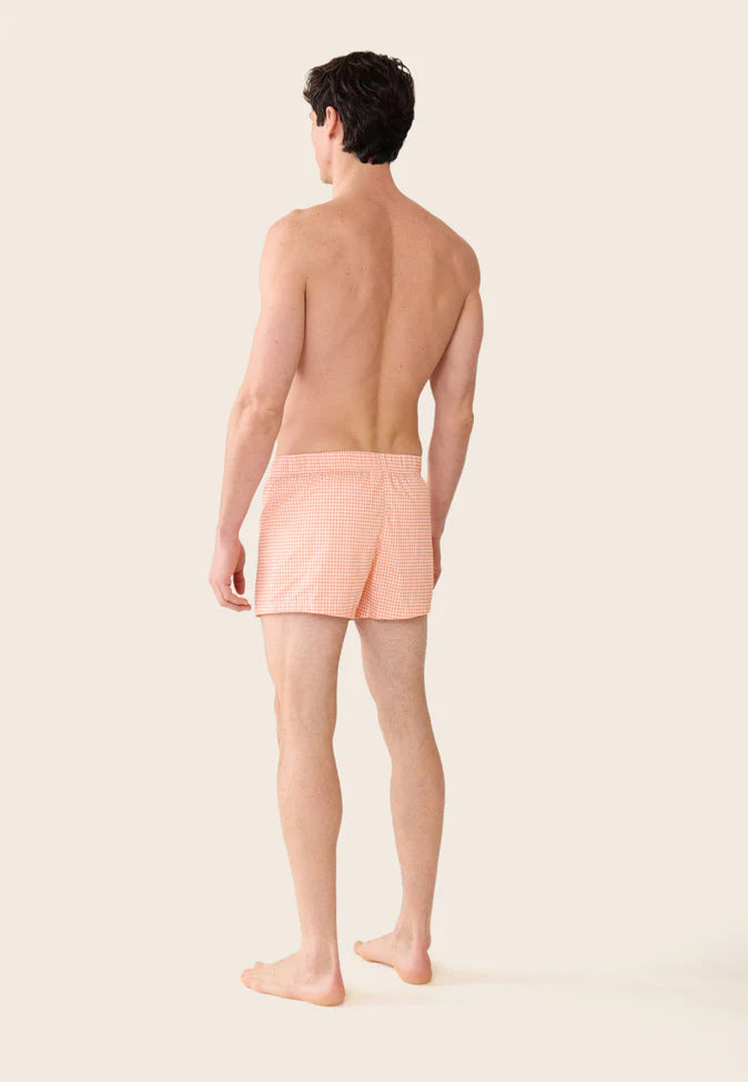 Le Slip Français - Caleçon en coton Jacques à carreaux Vichy - Orange Corail