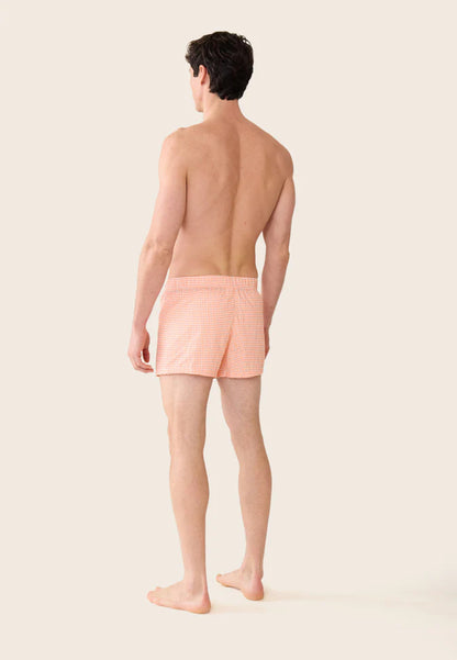 Le Slip Français - Caleçon en coton Jacques à carreaux Vichy - Orange Corail