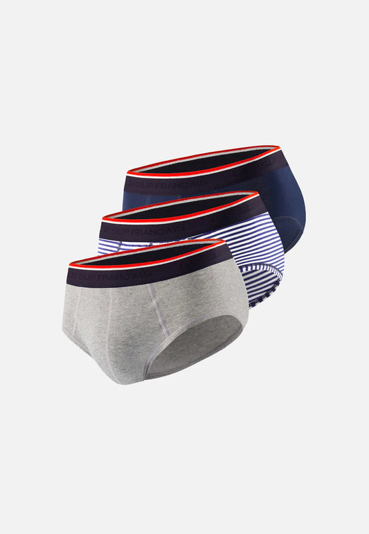 Le Slip Français - Coffret slips Terrible - Trio - Bleu gris & marinière