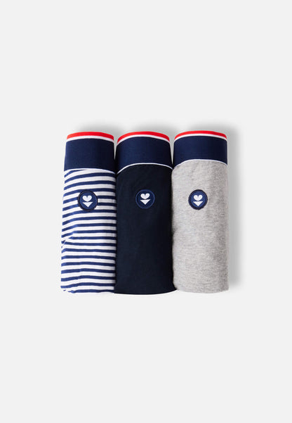 Le Slip Français - Coffret boxers Marius - Trio - Bleu gris & marinière