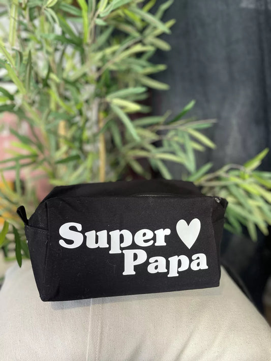 Toiles Chics - Trousse de toilette cube "Super Papa" - Noir