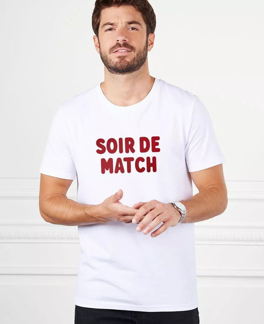 Monsieur T-Shirt - T-shirt "Soir de Match effet velours" - Blanc