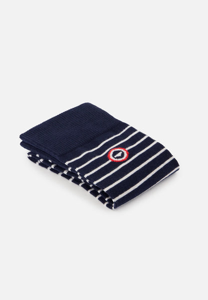 Le Slip Français - Chaussettes mi-hautes rayées Robuste - Bleu marine & blanc