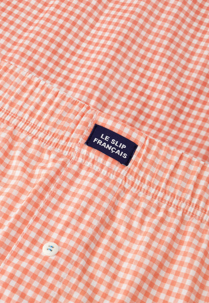 Le Slip Français - Caleçon en coton Jacques à carreaux Vichy - Orange Corail