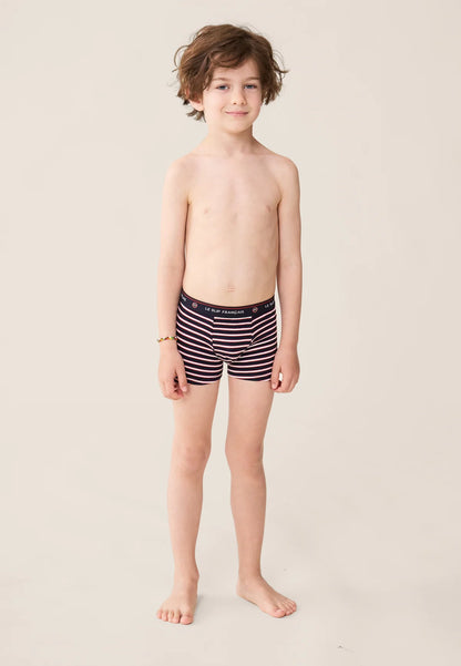 Le Slip Français - Boxer enfant en coton Petit Joseph rayé - Bleu marine rouge et blanc