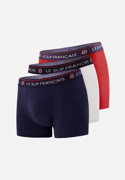 Le Slip Français - Trio de boxers Redoutable - Coton - Bleu marine blanc et rouge
