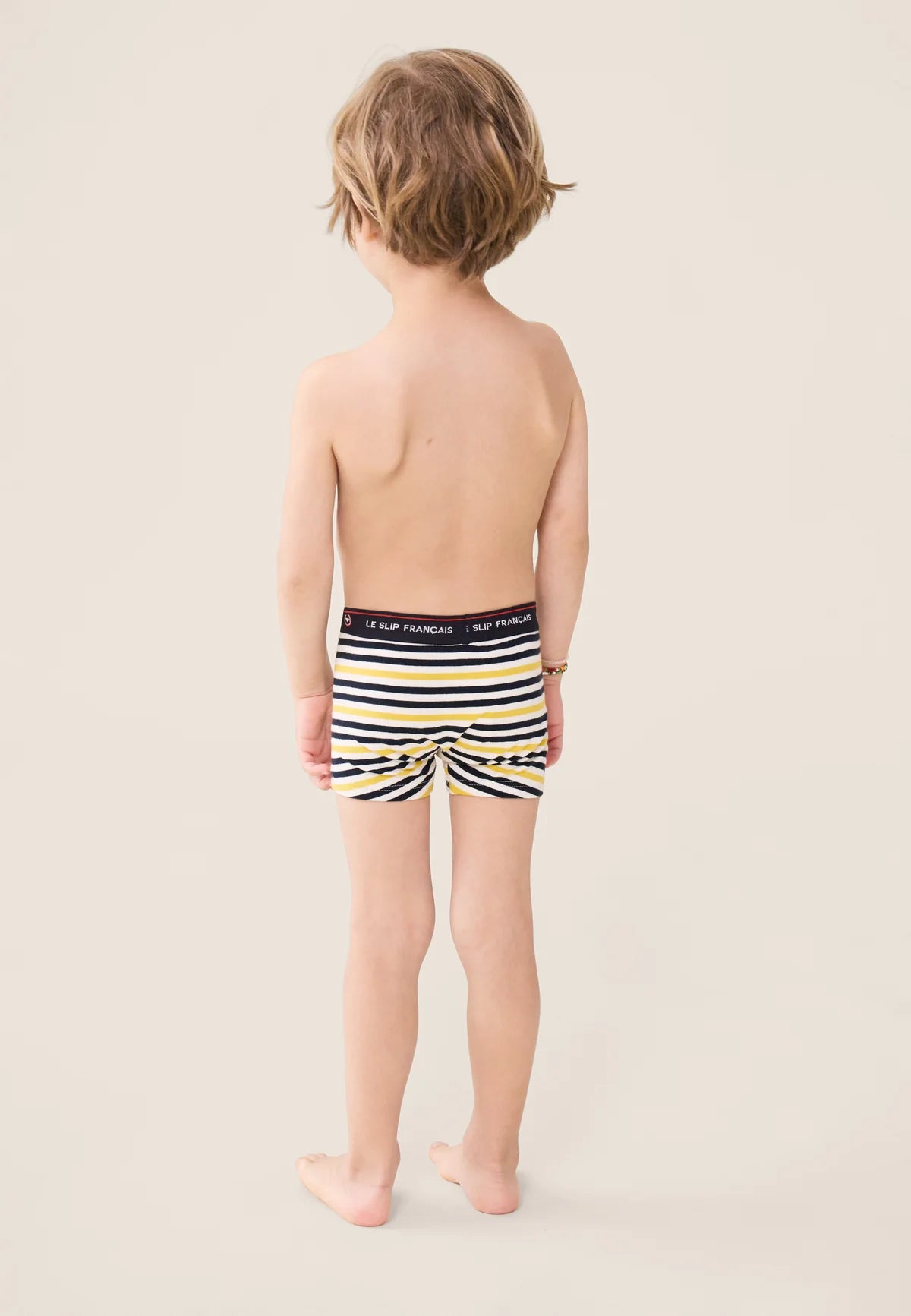 Le Slip Français - Boxer enfant en coton Petit Joseph rayé - Bleu marine & jaune