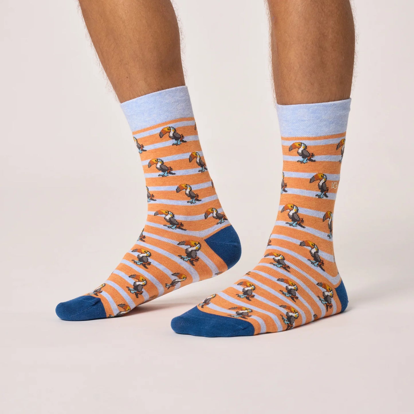 Billybelt - Chaussettes rayées en coton peigné - Toucan - Orange et bleu