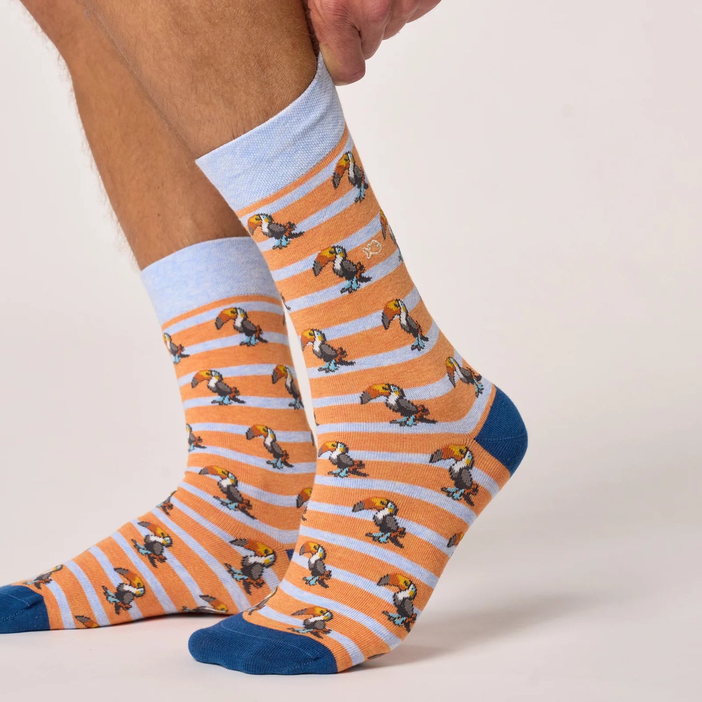 Billybelt - Chaussettes rayées en coton peigné - Toucan - Orange et bleu