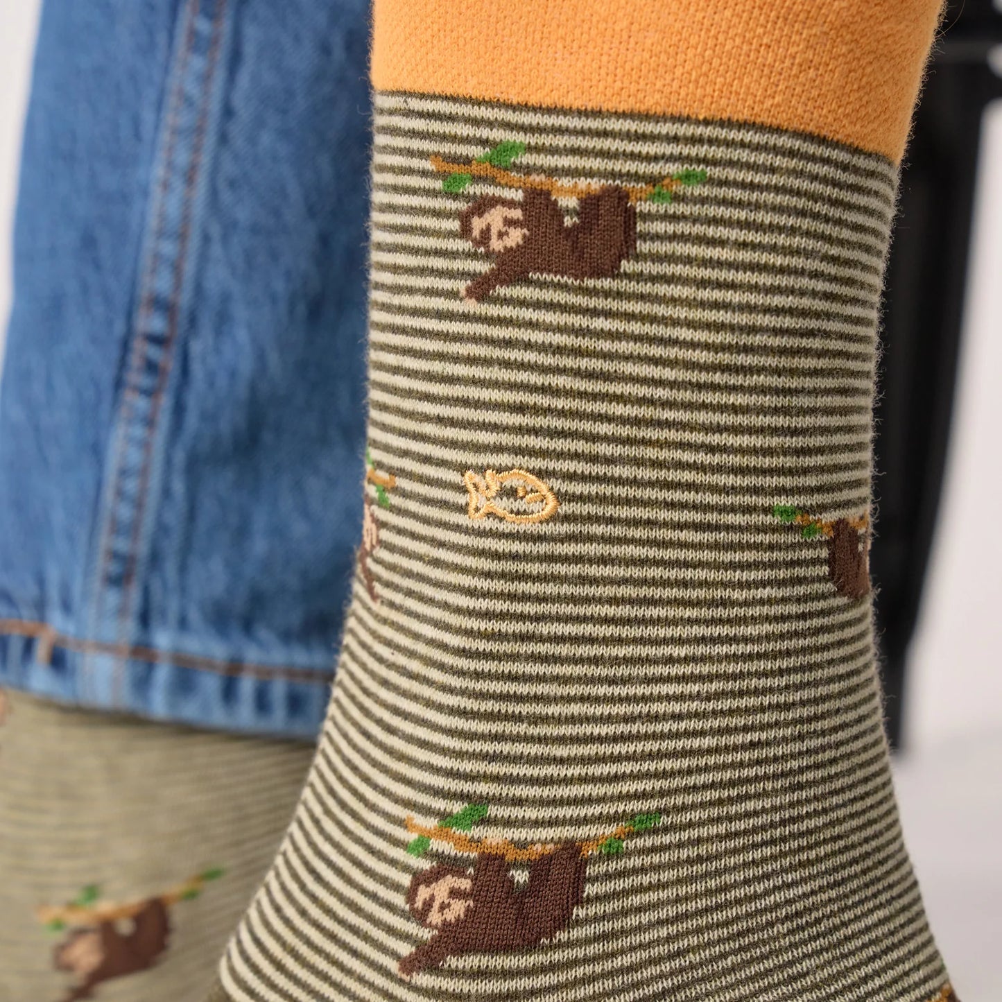 Billybelt - Chaussettes rayées en coton peigné - Paresseux - Marron