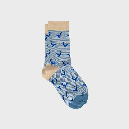 Billybelt - Chaussettes rayées en coton peigné - Baleine - Bleu et beige