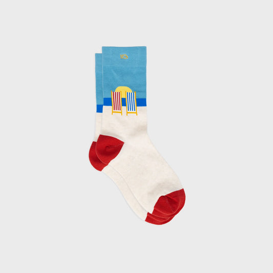 Billybelt - Chaussettes mi-mollet à motifs - Coton peigné - Écru et bleu