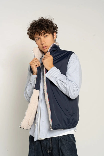 Laura Jo - Veste sans manche réversible fourrée - Bleu marine