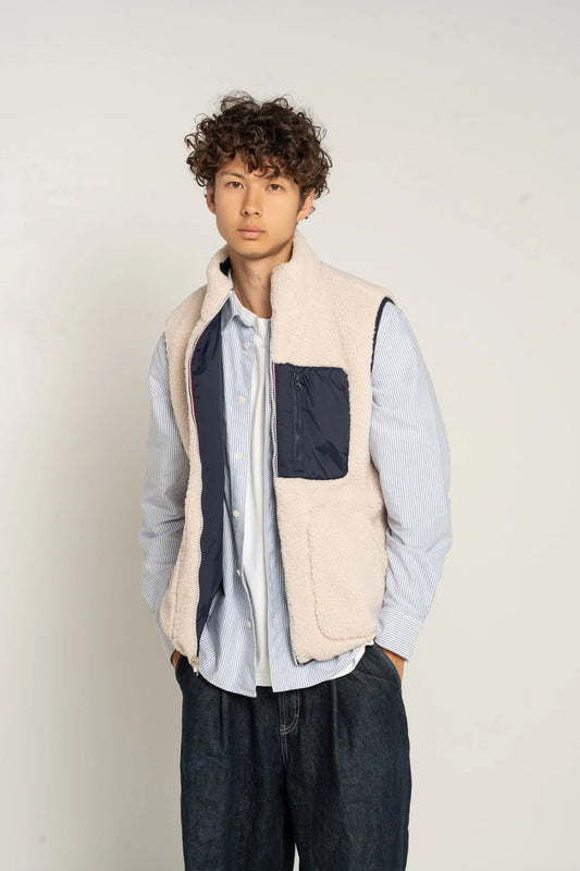 Laura Jo - Veste sans manche réversible fourrée - Bleu marine