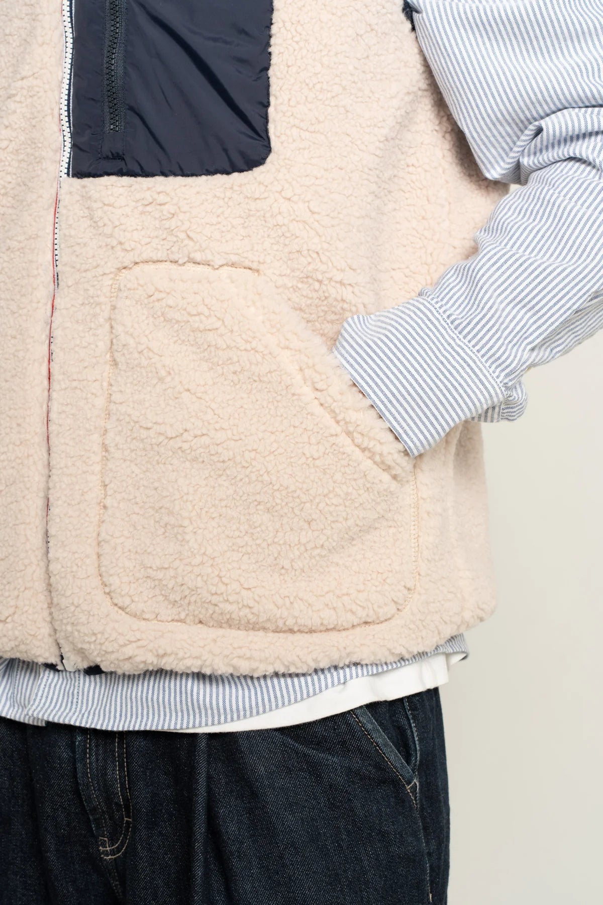 Laura Jo - Veste sans manche réversible fourrée - Bleu marine