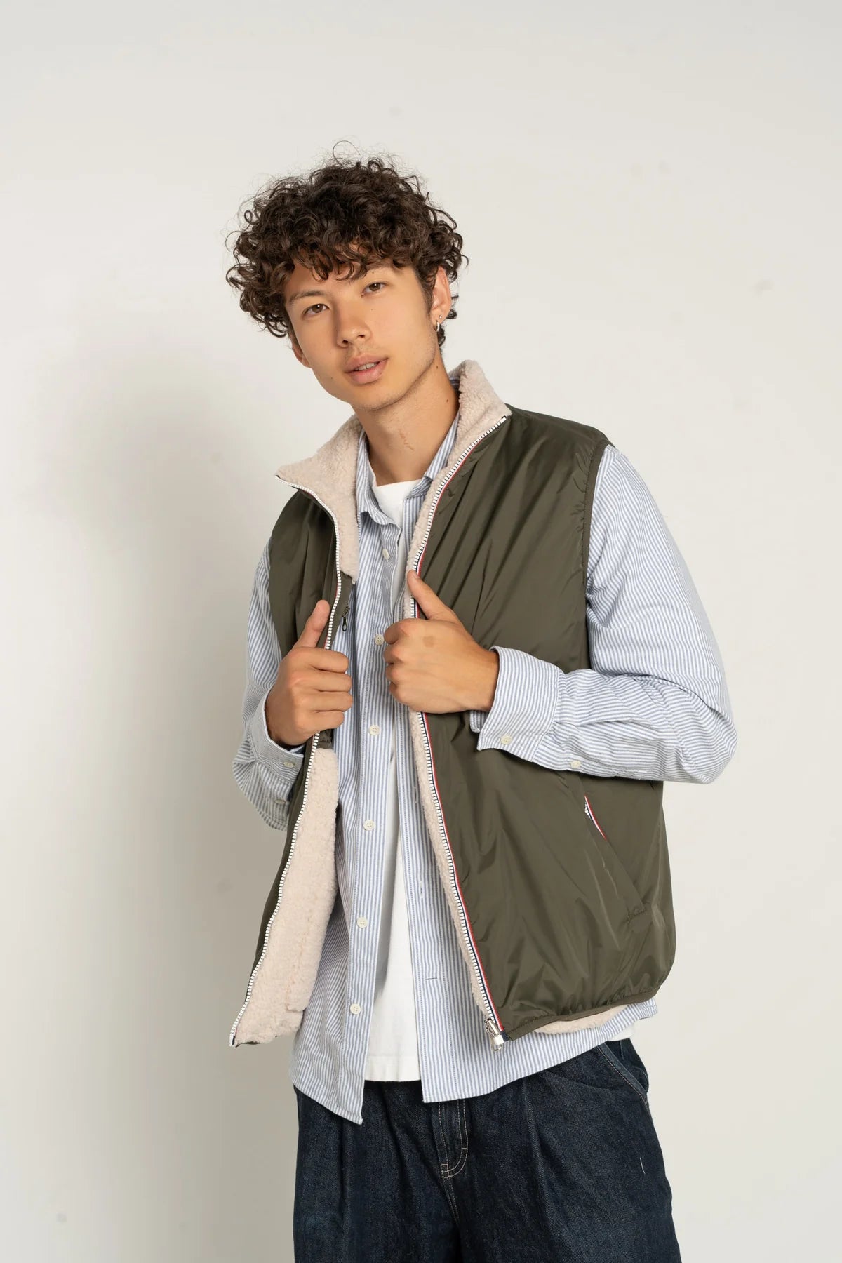 Laura Jo - Veste sans manche réversible fourrée - Kaki