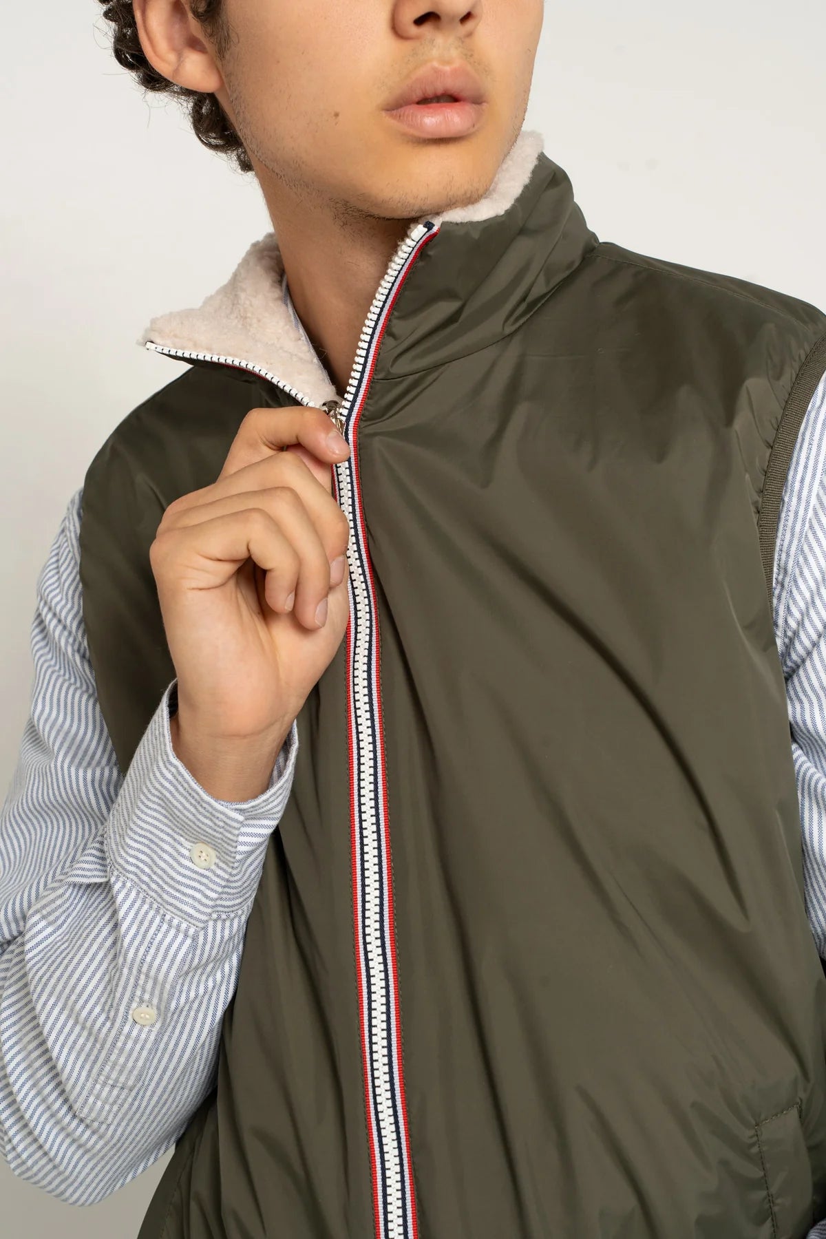 Laura Jo - Veste sans manche réversible fourrée - Kaki