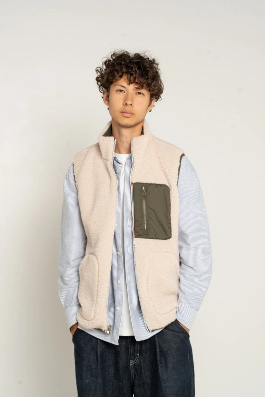 Laura Jo - Veste sans manche réversible fourrée - Kaki