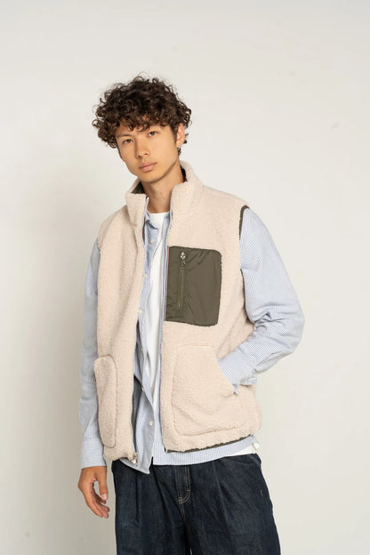 Laura Jo - Veste sans manche réversible fourrée - Kaki