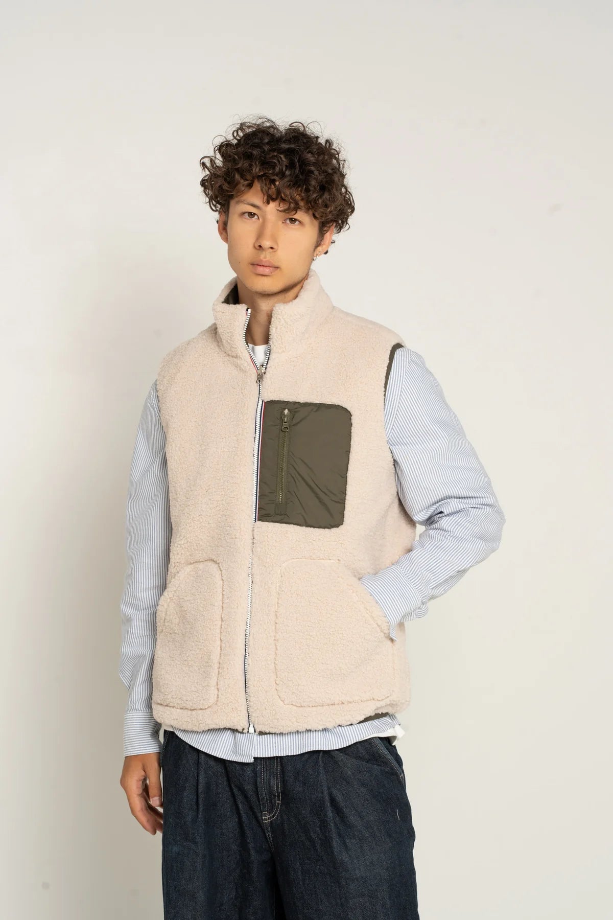 Laura Jo - Veste sans manche réversible fourrée - Kaki