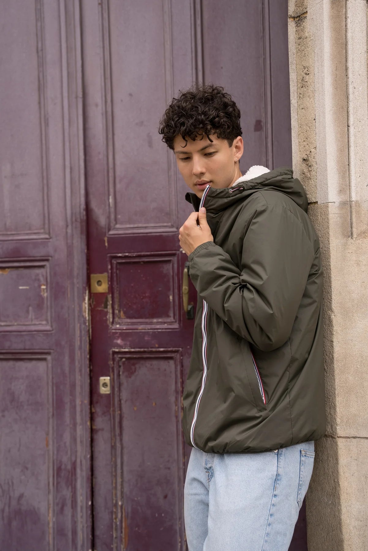 Laura Jo - Imperméable court doublé sherpa - Kaki