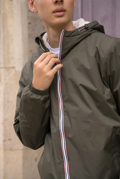 Laura Jo - Imperméable court doublé sherpa - Kaki
