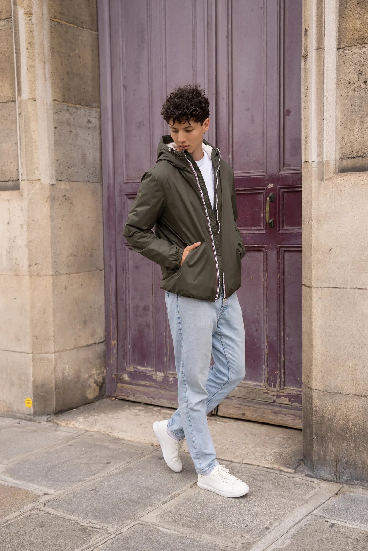 Laura Jo - Imperméable court doublé sherpa - Kaki