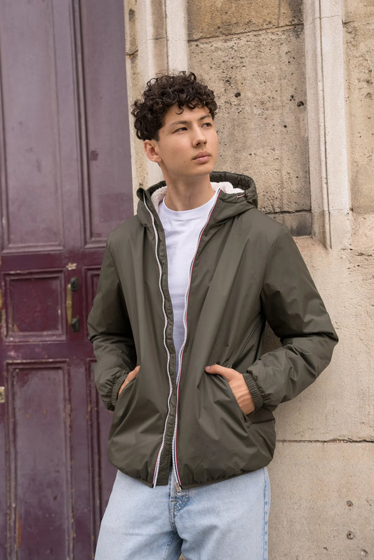 Laura Jo - Imperméable court doublé sherpa - Kaki