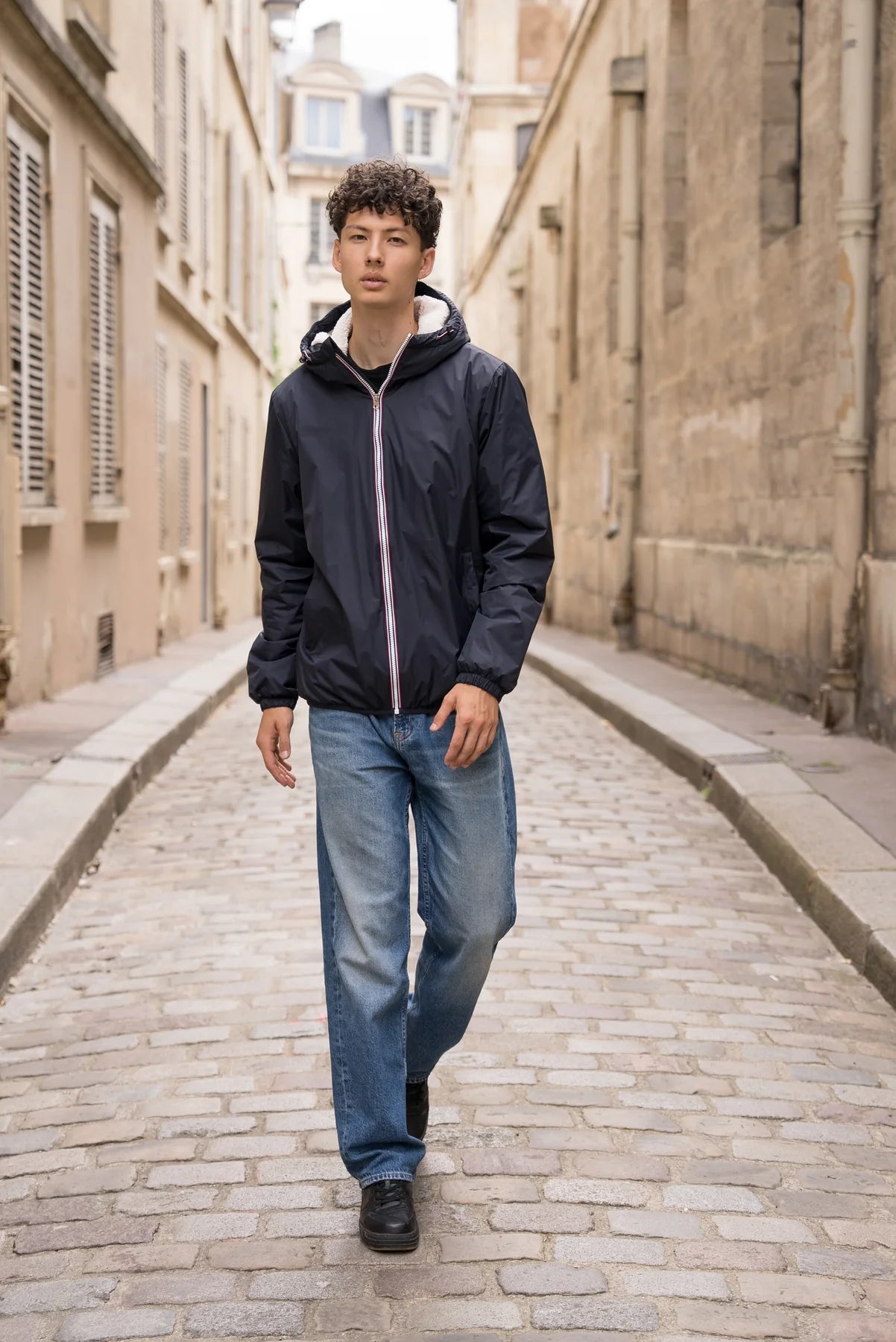 Laura Jo - Imperméable court doublé sherpa - Bleu marine