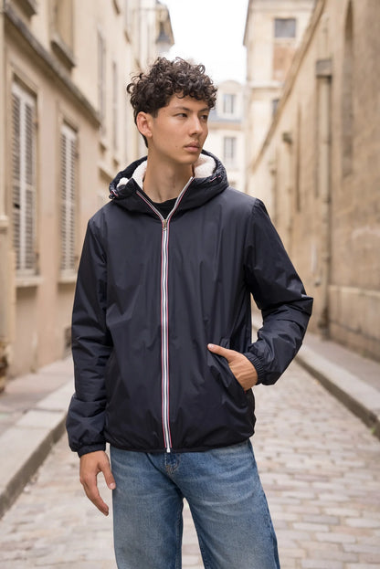 Laura Jo - Imperméable court doublé sherpa - Bleu marine