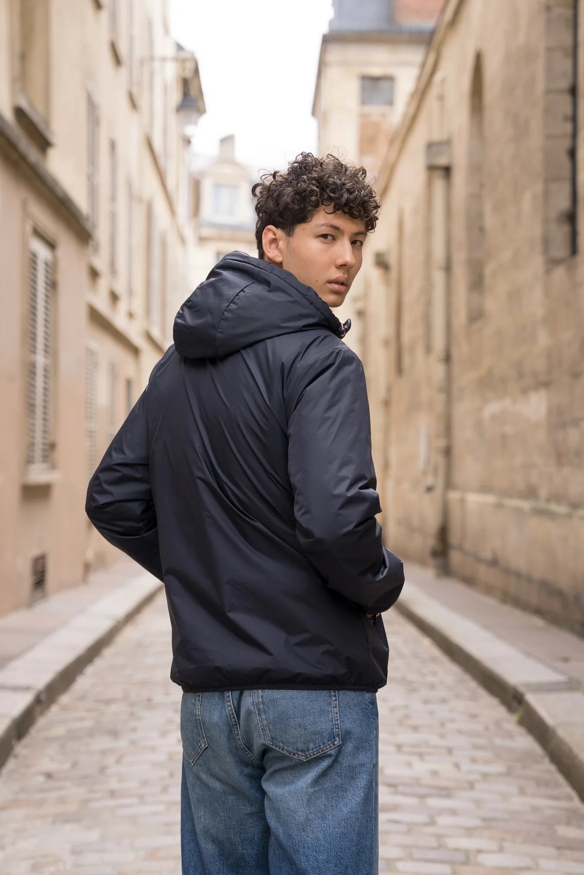 Laura Jo - Imperméable court doublé sherpa - Bleu marine