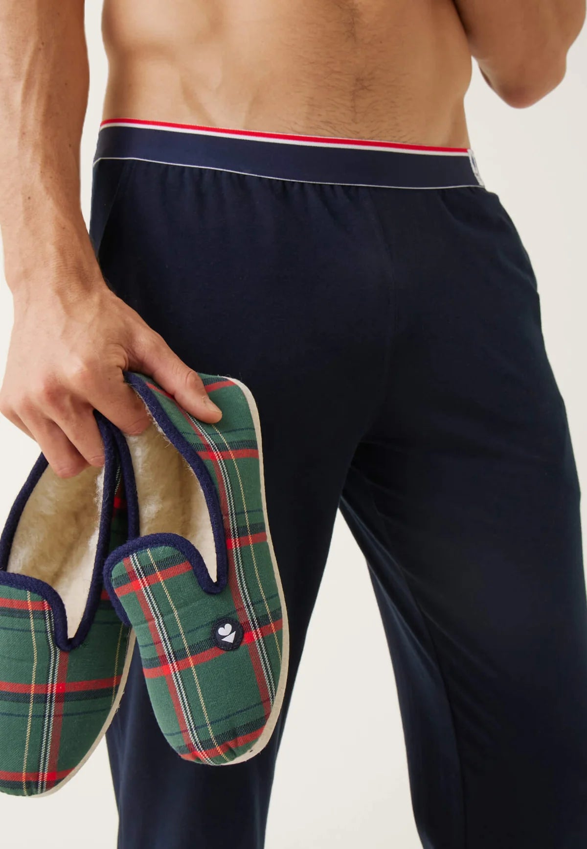 Le Slip Français - Chaussons en laine - Motif écossais - Vert