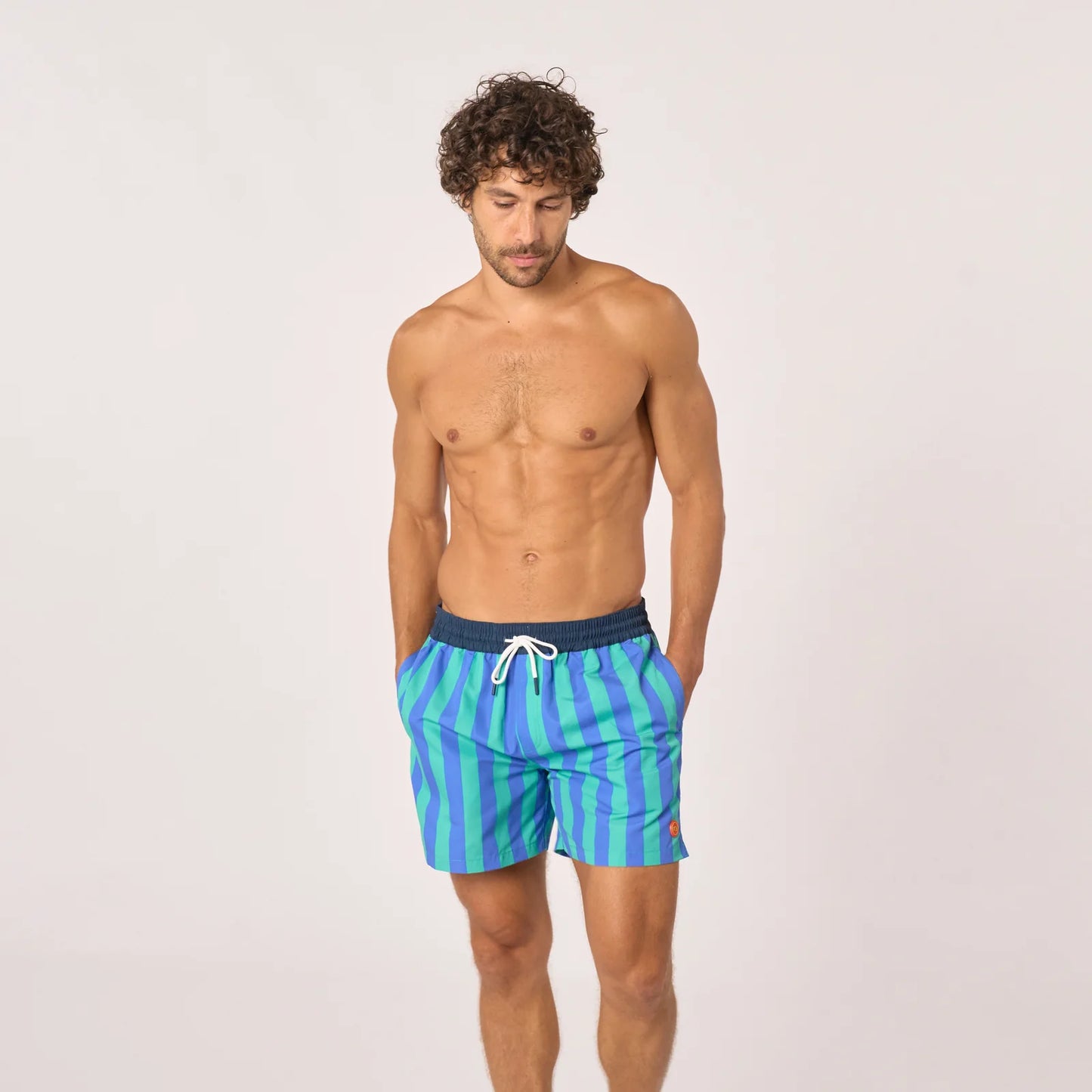 Billybelt - Short de bain rayé Ocean Drive - Polyester recyclé - Bleu & vert