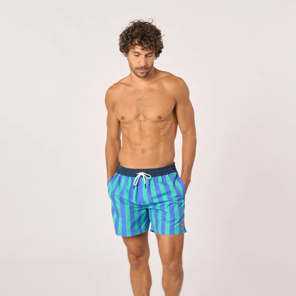 Billybelt - Short de bain rayé Ocean Drive - Polyester recyclé - Bleu & vert