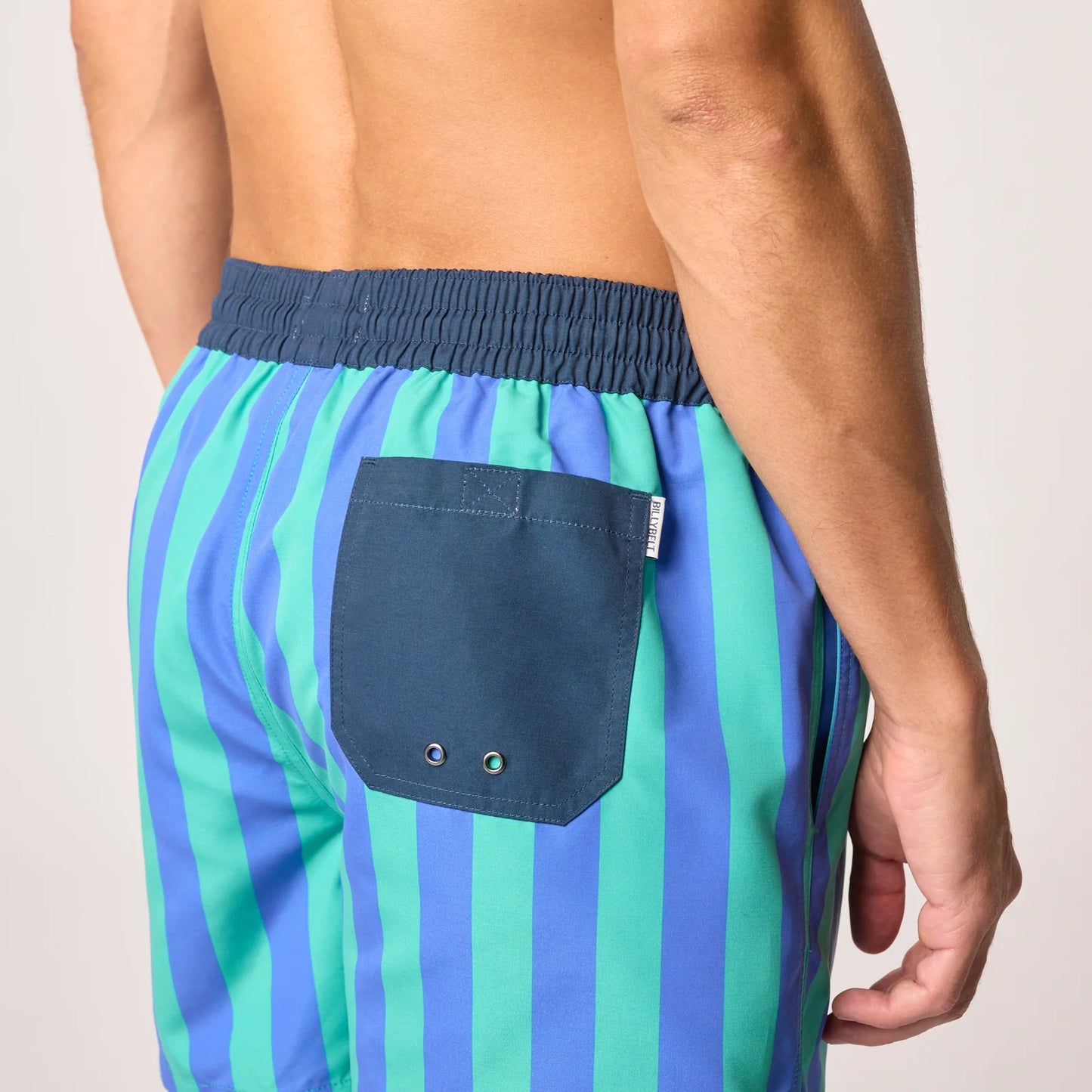 Billybelt - Short de bain rayé Ocean Drive - Polyester recyclé - Bleu & vert