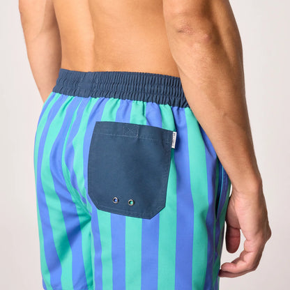 Billybelt - Short de bain rayé Ocean Drive - Polyester recyclé - Bleu & vert