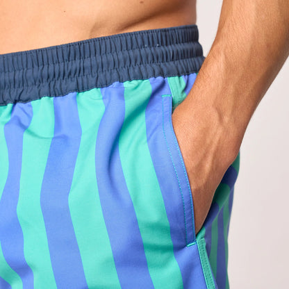 Billybelt - Short de bain rayé Ocean Drive - Polyester recyclé - Bleu & vert