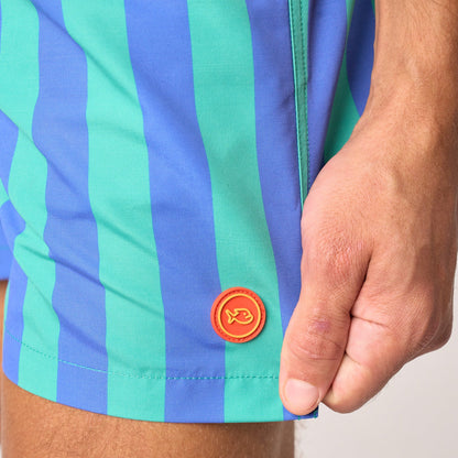 Billybelt - Short de bain rayé Ocean Drive - Polyester recyclé - Bleu & vert