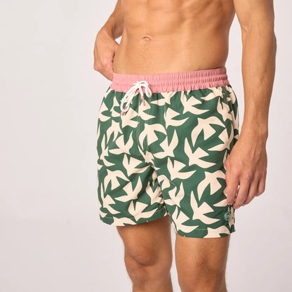 Billybelt - Short de bain Savage Coast - Polyester recyclé - Vert & rose