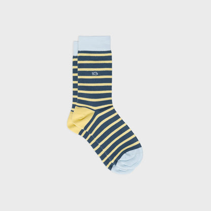Billybelt - Chaussettes rayées en coton peigné - Bleu et jaune