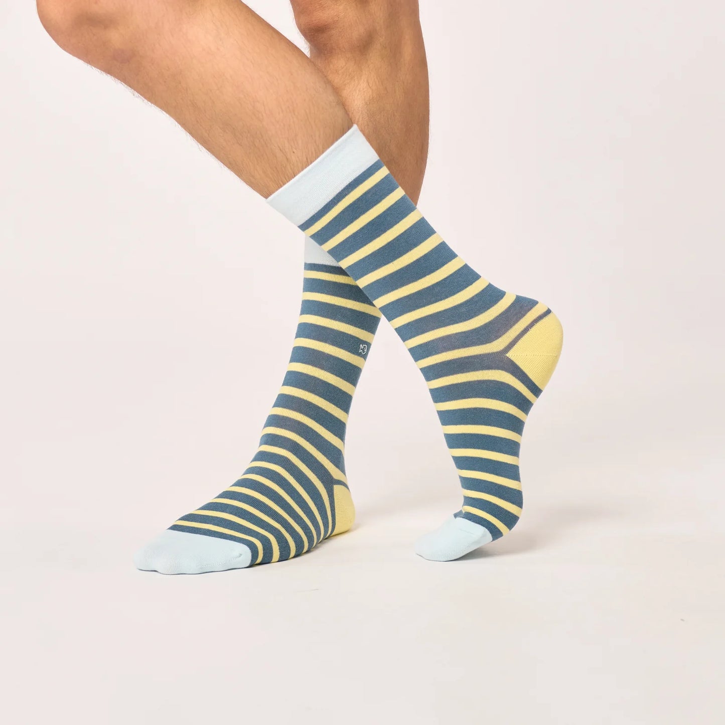 Billybelt - Chaussettes rayées en coton peigné - Bleu et jaune