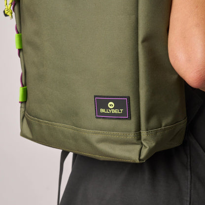 Billybelt - Sac à dos roll-top - 100% polyester recyclé - Kaki & noir