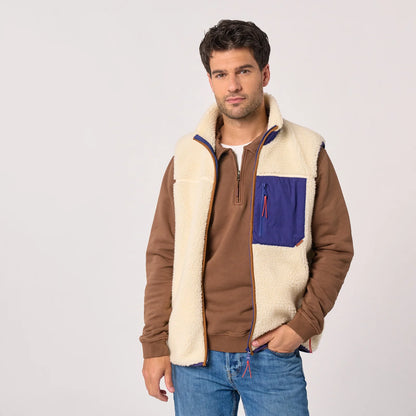 Billybelt - Veste sans manche - Sherpa - Ivoire & bleu marine