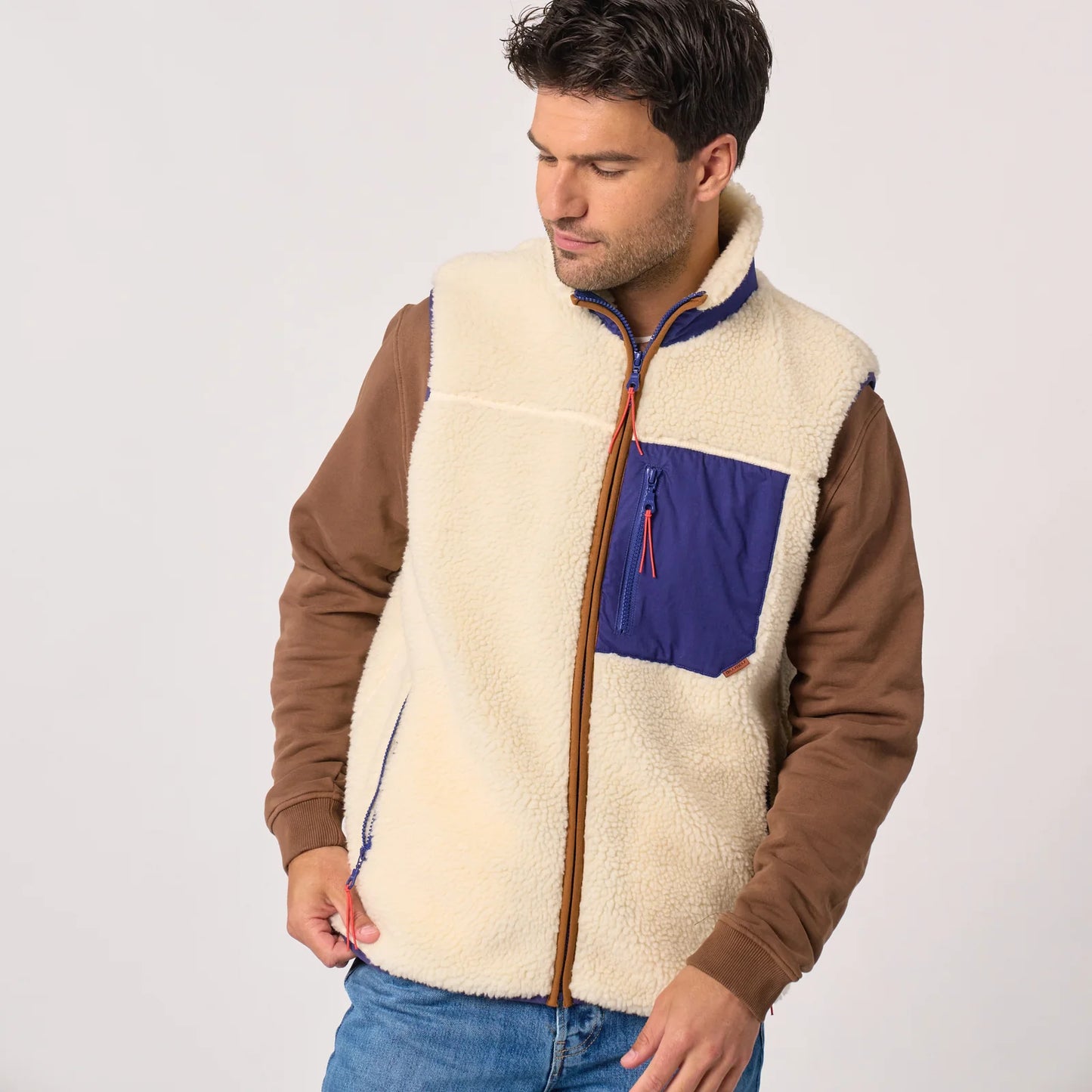 Billybelt - Veste sans manche - Sherpa - Ivoire & bleu marine