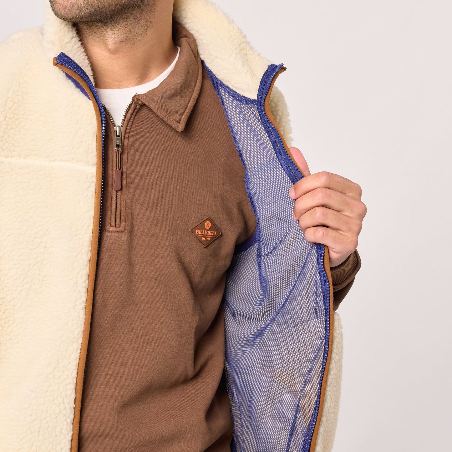Billybelt - Veste sans manche - Sherpa - Ivoire & bleu marine